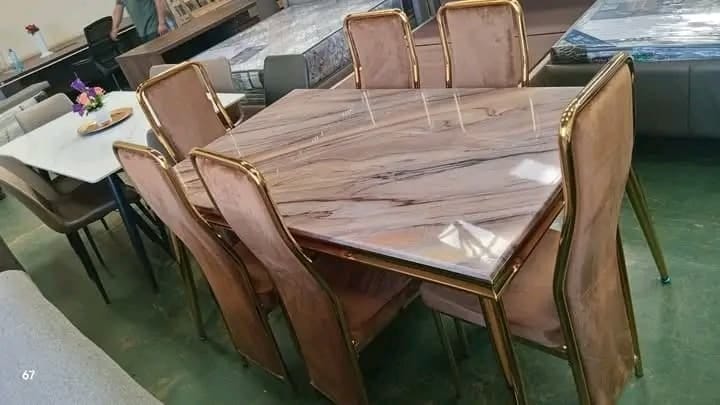 6 Seater Marble Top Dining Table
